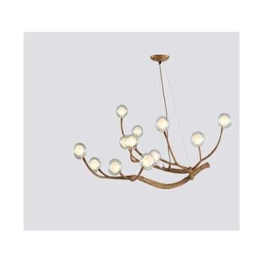 Imagem de Lustre de LED de bola de vidro Sala de estar Quarto Sala de jantar Teto Lustre G4 Lustre retrô de resina Decoração para casa lustre,Lustres