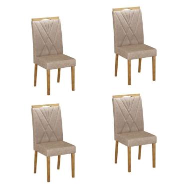 Imagem de Conjunto 4 Cadeiras para Sala de Jantar Pés em Madeira Maciça Lara Bege