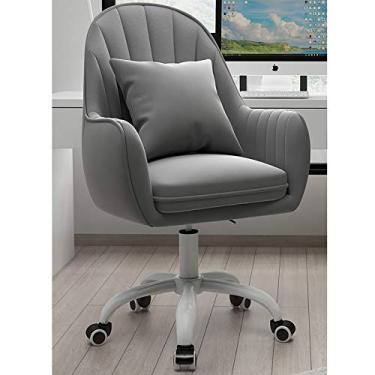 Imagem de FZGGWYHL Computador com encosto médio ajustável em altura, ergonómico, secretária de veludo para escritório em casa visão