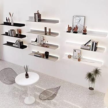 Imagem de Prateleira emissora de luz dupla face fácil de instalar, prateleira de parede criativa montada na parede de liga de alumínio, prateleira flutuante montada na parede, iluminação embutida, luzes de LED