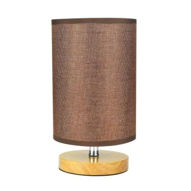 Imagem de Abajur de Mesa Redondo Madeira Marrom 25,5cmx14cm 40W