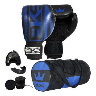 Imagem de Luva De Boxe Muay Thai Kickboxing bolsa bandagem bucal case Bks, Azul,