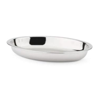 Imagem de James.F Travessa Oval Funda em Aço Inox, 35 cm, Prata