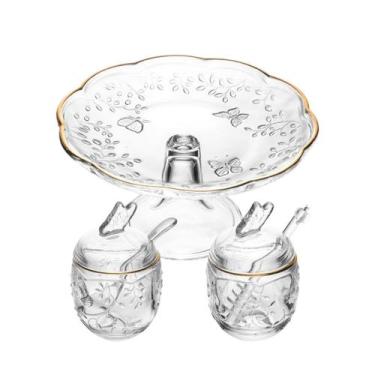 Imagem de Prato Com Pé Bolo 27cm Vidro Transparente Meleira Açucareiro - LYOR