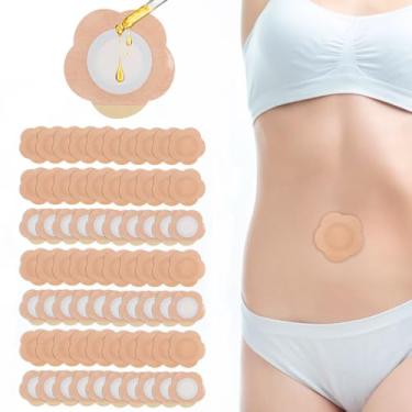 Imagem de HJJWNDDNG 140 peças de adesivos de óleo de rícino, embalagem de óleo de rícino de uso único, almofadas autoadesivas de algodão orgânico, design sem vazamento, óleos de rodízios portáteis (cor da pele