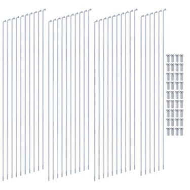 Imagem de Tsnamay 36 unidades de raio de cotovelo galvanizado de 14G com tampa de raio, raios de bicicleta de aço carbono prata de 29,4 cm para substituição e reparo de raio de bicicleta de triciclo de