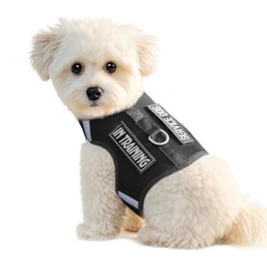 Imagem de Sunraymascota Peitoral para cachorros – Colete de malha macia refletivo ajustável fácil de colocar para cães pequenos com 2 adesivos (preto, 3GG)