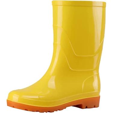 Imagem de Botas de chuva femininas cano médio botas de chuva galochas, Amarelo, 9.5