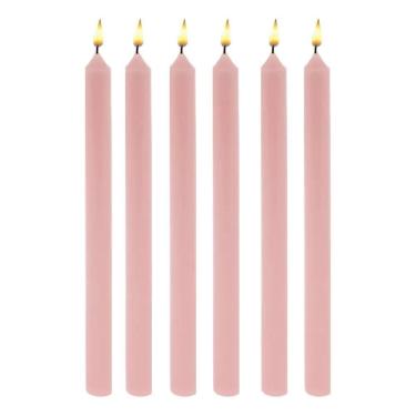 Imagem de Vela Para Castiçal Rosa 8 Uni 26 Cm Decoração Casamento