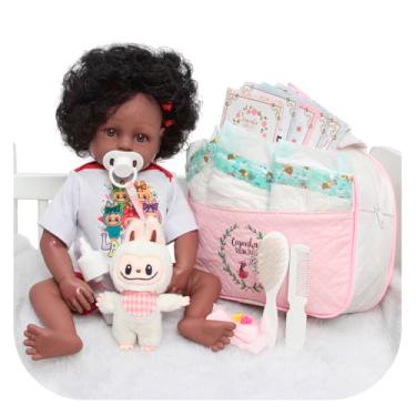 Imagem de Bebê Reborn Realista Menina Negra 46cm Com Bolsa Kit Itens