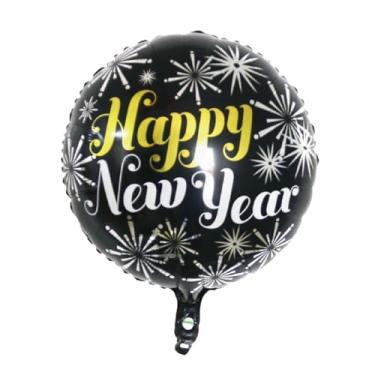 Imagem de Balão Personalizado Feliz Ano Novo Redondo Com Canudo 45Cm (Happy New Year)