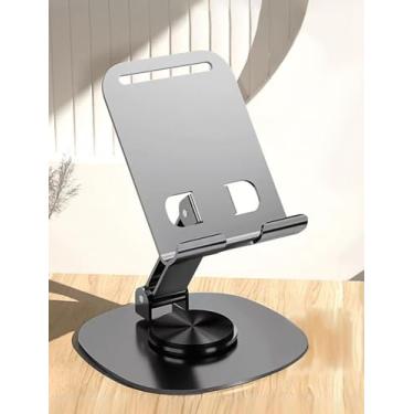 Imagem de Suporte de telefone de metal giratório de 360° – Suporte de mesa compacto, dobrável e portátil para todos os smartphones e tablets (cinza arma)