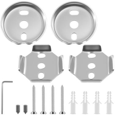 Imagem de Espaçador de base para toalheiro de aço inoxidável de alta resistência redondo e quadrado pacote de ferragens de montagem para poste de banheiro (2 equipes, prata)