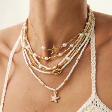 Imagem de Colar de concha de praia, joias de verão, pingente de presente para mulheres