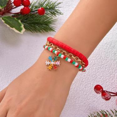 Imagem de Pulseiras de Natal para mulheres, berloques, miçangas, presentes de Natal, decorações de árvores, conjunto de berloques festivos