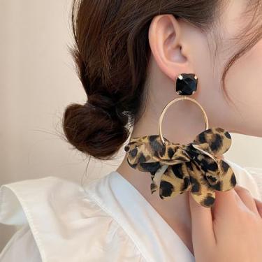Imagem de Brincos femininos com pingente de leopardo grosso com estampa de leopardo, 80/90, tecido exagerado, bijuteria, presente, Adjustable, Liga de aço, Sem pedra preciosa