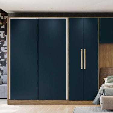 Imagem de Guarda-roupa 2 Portas De Correr 2 Gavetas Kappesberg Adapt Nogueira/az