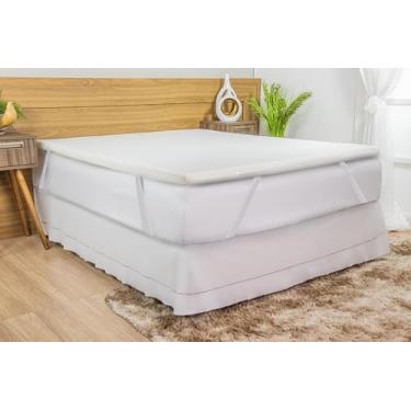 Imagem de Kit Pillow Top Espuma D20 + Almofada de Descanso Apoio lombar Travesseiro Encosto de costas para leitura na Cama em Pelúcia 50cm x60cm (PRETO) (AVELÃ/BRANCO, SOLTEIRO)