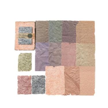 Imagem de Papel de scrapbook texturizado pequeno e papel de colagem em relevo 3D feito à mão com borda de fibra de folha para materiais de diário de lixo para fabricação de cartões de mídia mista, arte