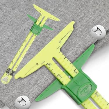 Imagem de Régua de costura, suprimentos de costura de calibre deslizante em forma de T 5 em 1, aplicável ao kit de costura de costura para iniciantes de tricô (amarelo)