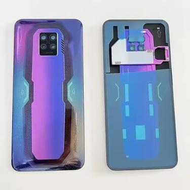 Imagem de SHOWGOOD Capa traseira de bateria para ZTE Nubia Red Magic 7 Pro NX709J Capa traseira de telefone com tampa da porta da caixa da lente de vidro da câmera (Roxo)