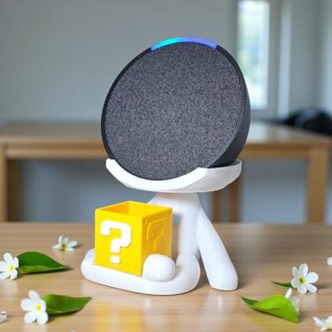 Imagem de Suporte Alexa Echo POP. Robert BLOQUINHO MARIO. Presente, decoração, som, stand de mesa Amazon, música, hobbie