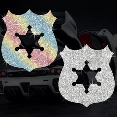 Imagem de Adesivo de decalque de estrela com escudo brilhante brilhante vinil impermeável fácil de aplicar para carro laptop capacete janela para-choque parede (branco + colorido)