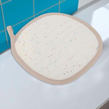 Imagem de Generic 1 peça porta-panelas trivet de algodão texturizado ondulado quadrado limpo apenas à mão pano de algodão de silicone bege cores sortidas 20,5 x 20,5 cm