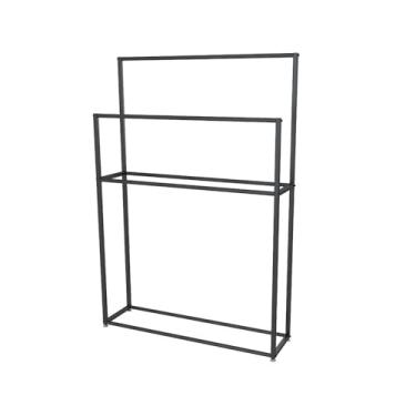 Imagem de porta-toalhas Toalheiro para banheiro, rack para roupas internas, de piso ferro, combinação metal para sala estar(Preto,Pequeno)