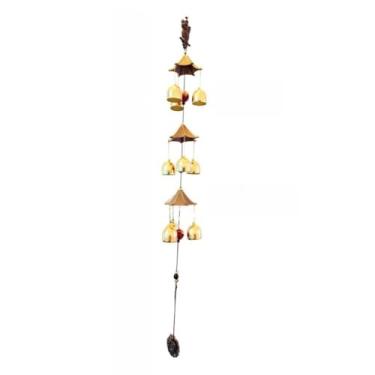 Imagem de Sino Dos Ventos Sininho Enfeite Pendurar Decoração Casa Mensageiro Borboleta Elefante Coruja(3 Camadas Borboleta)