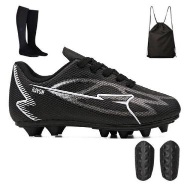 Imagem de Kit Chuteira Trava Infantil Resistente + Mochila Bag + Meião e Canelei