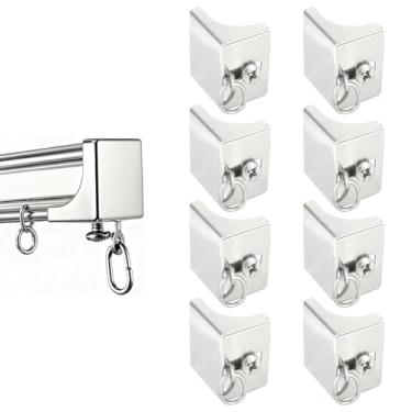 Imagem de 8un Tampas Extremidade Trilho Cortina, 2x2,3x2,8cm Ferro Batente de Extremidade Trilho Cortina para Janela Suspensão Haste Substituição Acessórios (Prata)
