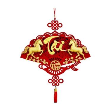 Imagem de UGPLM Decoração de parede para o Ano Vietnamita, enfeite com estampa de cavalo, placa decorativa para entrada com borla para quarto ou porta de, Style E