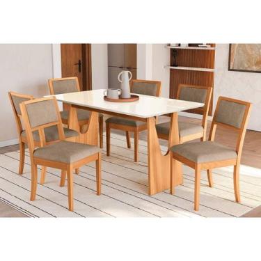 Imagem de Conjunto Sala de Jantar Mila Premium Madeira Maciça c/ Tampo Madeirado