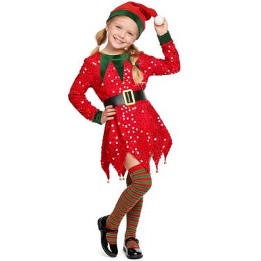 Imagem de Gortykor Christmas Elf Costume for Kids Santa Little Helper Costume Elf Dress Suit for Girls (3-5 Years)