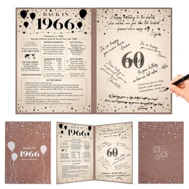 Imagem de Crenics Decorações de aniversário de 60 anos para mulheres ou homens, pôster vintage Back in 1966, livro de assinatura de convidado de aniversário de 60 anos, incríveis presentes de aniversário de 60