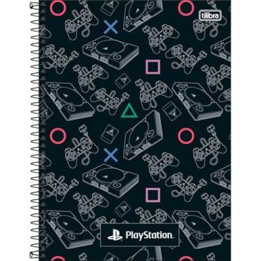 Imagem de Caderno PlayStation TILIBRA Universitário - 10 Matérias 160 Folhas (Fundo Preto)
