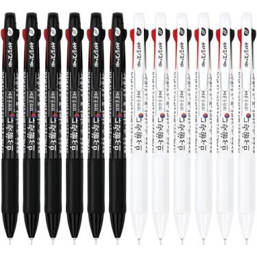 Imagem de JVPEN Hunminjeongeum Conjunto de 12 canetas esferográficas de 3 cores, tinta lisa de baixa viscosidade de 0,7 mm, tinta preta/azul/vermelha, corpo misto branco e preto