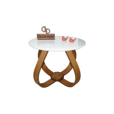 Imagem de Mesa De Centro Cebola Com Vidro 50cm Branco 40cm