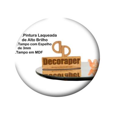 Imagem de Mesa De Centro Cebola Com Espelho 60cm Preto 35cm