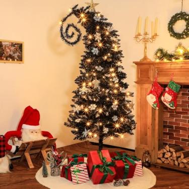 Imagem de Árvore de Natal artificial de 1,8 m com suporte, árvore de Natal dobrável com ramo, pesadelo antes, enfeite de plástico para decoração de festa de Natal, suprimentos para sala de estar, escritório em