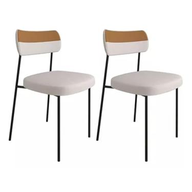 Imagem de Kit 02 Cadeiras Estofadas Melissa Sala de Jantar Cozinha Espaço Gourmet (Bege/Whisky)