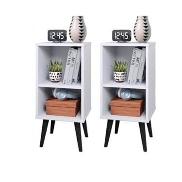 Imagem de Kit 2 Mesinha de Cabeceira para Quarto Charme Retrô (Branco)