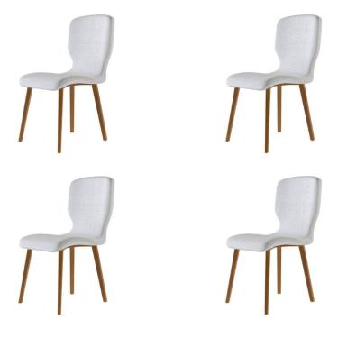 Imagem de Kit 4 Cadeiras Madeira Maciça Parker Linho Cinza Claro