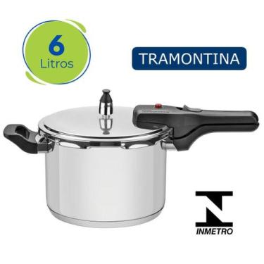 Imagem de Panela De Pressão 6 Litros Aço Inox Tramontina Fundo Triplo, 6L, Prata