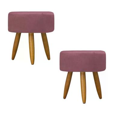 Imagem de Kit 02 Puff Decorativo Redondo - Rosê Rosê