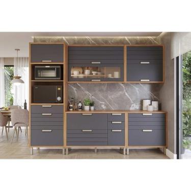 Imagem de Cozinha Completa Eloise 5 Peças (2aéreos+2balcões+1torrequente) C5p161 Cinamomo-titanium - Mgm