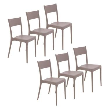 Imagem de Conjunto 6 Cadeiras Diana Em Polipropileno E Fibra De Vidro Camurça Tramontina