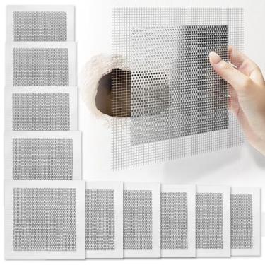 Imagem de VNBQB 10 peças de remendo de drywall de 10 cm, remendos de reparo de parede, kit de reparo de fibra de vidro autoadesivo, remendo de reparo de furo de parede seca para teto de metal de alumínio (10 x