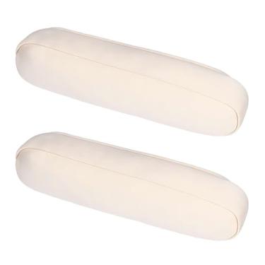 Imagem de FdcLixuvol 2 peças de capa de descanso de braço para carro, pano bege, protetor de descanso de braço, capa de apoio de braço universal macia para carro, capa elástica para apoio de braço do banco